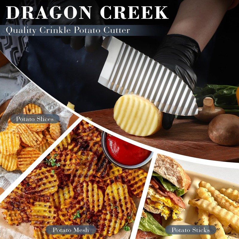 Dragon Creek Crinkle Cutter Knife - Wavy Chopper Potatoes Crinkle