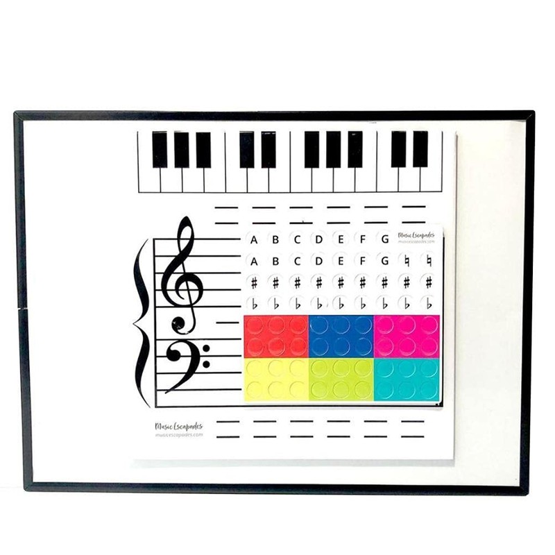 Grand Staff Dry Erase Board, Portable Magnetic Music Whiteboard for