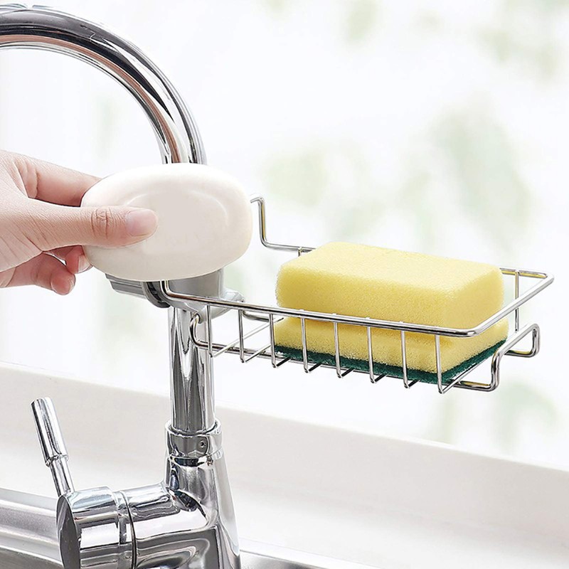 EBTOOLS Stainless Steel Sink Storage Holder, Sink Organizer with Hooks,