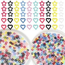 600PCS Mix Colors Kawaii Nail Charms, Resin for Nails Design,Chrome 3D Nail Charms for Women Girls,Cross Charms for Nails,Cute Rhinestones.(Heart and Star)