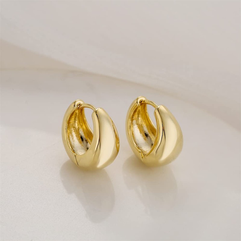 Chunky Thick small Gold Hoop Earrings for Women Girls -
