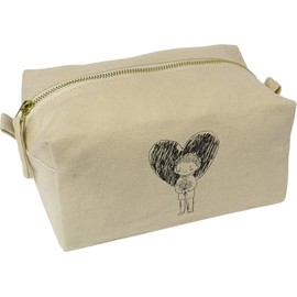 'Man with Flowers and Heart Sketch' Canvas Wash Bag/Makeup Case (CS00042076)
