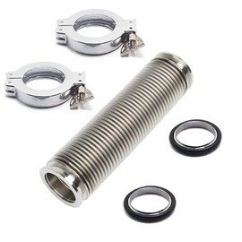 QMINOX SS304 KF40 Vacuum Corrugated Bellows Hose Set Length 200mm Stainless Steel 304 NW40 Flexible Bellow with 2pcs Aluminum Clamp/2pcs Centering Ring/ 2pcs FKM O-Ring (Bellow Length 200mm/7.87 inch)