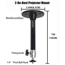 2-Be-Best Mini Projector Ceiling Mount 360° Adjustable Projector Wall Mount Length 7in / 18cm Projectors Mounts Compatible with TMY AuKing HAPPRUN Vankyo Meer ELEPHAS NICPOW Projectors Black