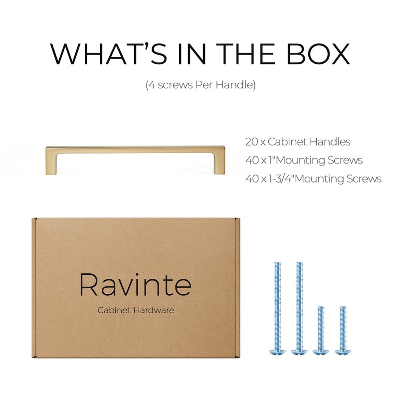 Ravinte 20 Pack Solid 6-1/4 Inch Kitchen Square Cabinet Handles