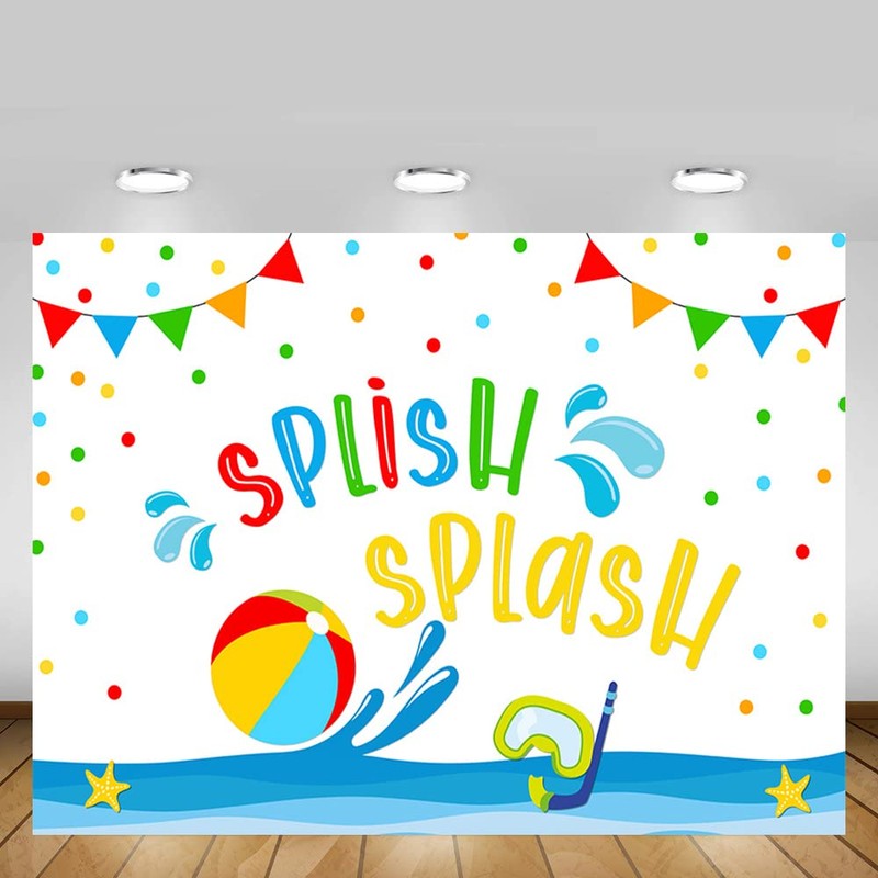 MEHOFOND 7x5ft Beach Ball Birthday Backdrop Summer Pool Party Splish