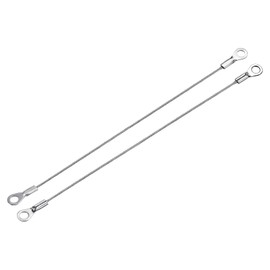 TA-VIGOR 4Pcs Stainless Steel Lanyard Cable 1.5mm x 20cm, Eyelet Ended Security Wire Rope Cable Loop Rings for Doors, Curtains, Hanging Lamps, Keychains and Indoor Hanging Applications