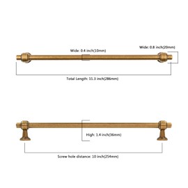 Asidrama 10 Pack 10 Inch(254mm) Antique Brass Kitchen Cabinet Handles, Cabinet Pulls Kitchen Cabinet Hardware for Cupboard Drawer Pulls