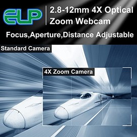 ELP Cámara USB 4K con micrófono Zoom manual Cámara web de 2,8 a 12 mm de enfoque variable PC Cámara web Mini UVC USB2.0 IMX317 USB Seguridad Cámara 8m