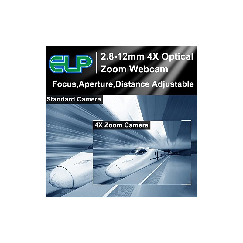 ELP Cámara USB 4K con micrófono Zoom manual Cámara web