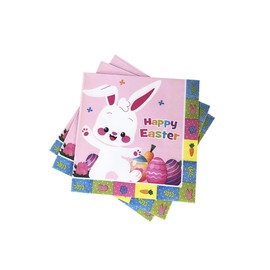 40pcs Easter Paper Napkins Cocktail Napkins Easter Bunny Disposable Beverage Napkins Rabbit Floral Luncheon Dinner Napkins for Spring Easter Party Supplies 6.5 In