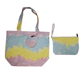 Elevanty Fabric Beach Bag with Toiletry Bag, Large Zip Bag and Purse, Colorful, Colourful