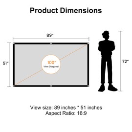 HAPPRUN Projector Screen, 100 inch Projection Screen, 16:9 Foldable Portable Projector Movies Screens for Home Theater Outdoor Indoor Support Double Side Projection