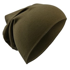 Miobo Children's Slouch Beanie Hat, Cotton, Plain Colour, olive green