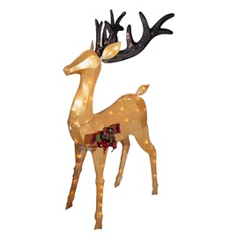 Good Tidings Shiny Gold Lighted Outdoor Christmas Decoration Figurine Statue (Deer, Buck) 48"