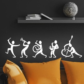 Music Band Wall Sticker Room Decor Living Room Mural Home Decoration Stickers Kitchen Vinyl Bedroom Wallpaper DIY Notes Removable Dance Quote Decal Musical Drum Print Poster Dancer Fridge White