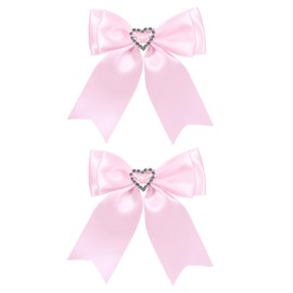 Pink Hair Bow Clips Satin Bowknot Hair Clips Sweet Heart Rhinestones Ribbon Hairpins for Girls Chirstmas Valentine's Day Party Hair Accessories