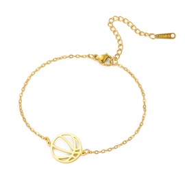 TEAMER Basketball Bracelet Basketball Pendant Stainless Steel Unique Sports Ball Jewelry for Basketball Lovers, Stainless Steel