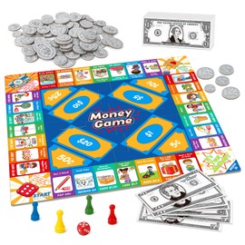 Torlam Money Board Games for Kids, Coins and Bills Toddler Pretend Play Toys, Money for Kids Learning Education Kindergarten Math Games Math Manipulatives, Homeschool Supplies Classroom Must Haves
