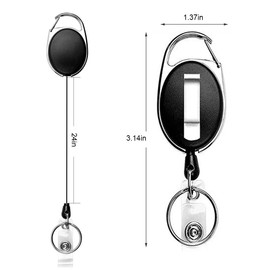 Retractable Key Fob, Pack of 2 Key Fob ID Holder, Key Fob Extendable, Lanyard Extendable, Carabiner and Belt Clip for ID Badge Holder