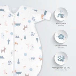 Julius Zöllner Baby Winter Sleeping Bag, Made of Jersey Cotton, Size 62, Standard 100 by Oeko-Tex, Little Fox