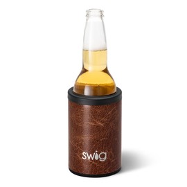 Swig Life Standard Can + Bottle Cooler, Stainless Steel, Dishwasher Safe, Triple Insulated Can Sleeve for Standard Size 12oz Cans or Bottles in Leather Print