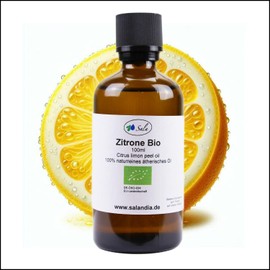 Sala Zitronenöl Aroma ätherisches Öl naturrein BIO - zum Verzehr - 100% naturrein (100 ml Glasflasche)