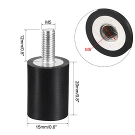 sourcing map M5 Connector Socket Rubber Bearing Shock Absorber for Engine Generator Compressor Garage Reverse Osmosis Pump Air Generator Car Coils D15 mm x H 20 mm