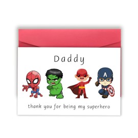 Londue Superhero Fathers Day Card Gifts for Dad, Funny Father's Day Card from Daughter Son, Happy Birthday Day Card Gifts for Him Daddy-Thank You for Being My Superhero