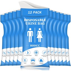 DIBBATU Disposable Urine Bag,12 Pack 800ML for Travel, Emergency Portable Pee Bag and Vomit Bags, Unisex Urinal Bag as Toilet Bag Suitable for Camping, Traffic Jams Pregnant