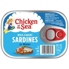 Chicken of the Sea Sardines in Water, 3.75 Ounce Cans (Pack of 18), Wild Caught Canned Sardines