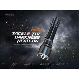 EdisonBright Fenix TK22R 3200 lumen LED tactical flashlight, 525 yards long throw USB-C Rechargeable accesory case