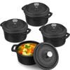Suttmin 4 Pcs Mini Dutch Oven Small Round Iron Cocotte