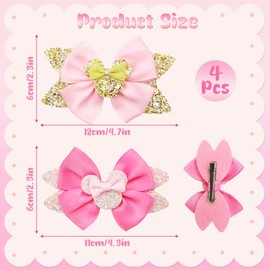 Hair Clips for Girls, 4 Pieces Hair Bows for Girls, Cute Girls Hair Clips, Hair Bow Clips, Ribbon Hair Bows for Girls, Colorful Kids Hair Clips, Accessories for Girls