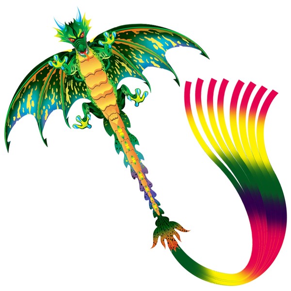eyijklzo Green Dragon Kite Beautiful and Easy Flyer Kite for