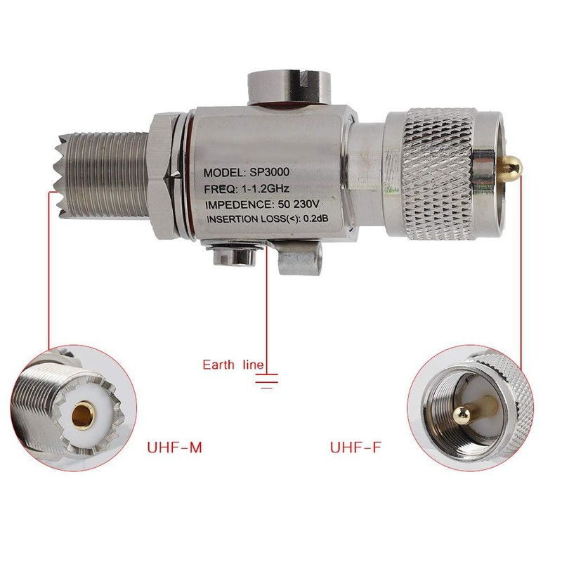 Arrestor, UHF-M to UHF-F 1-1.2GHz Coaxial Arrestor All Band Surge