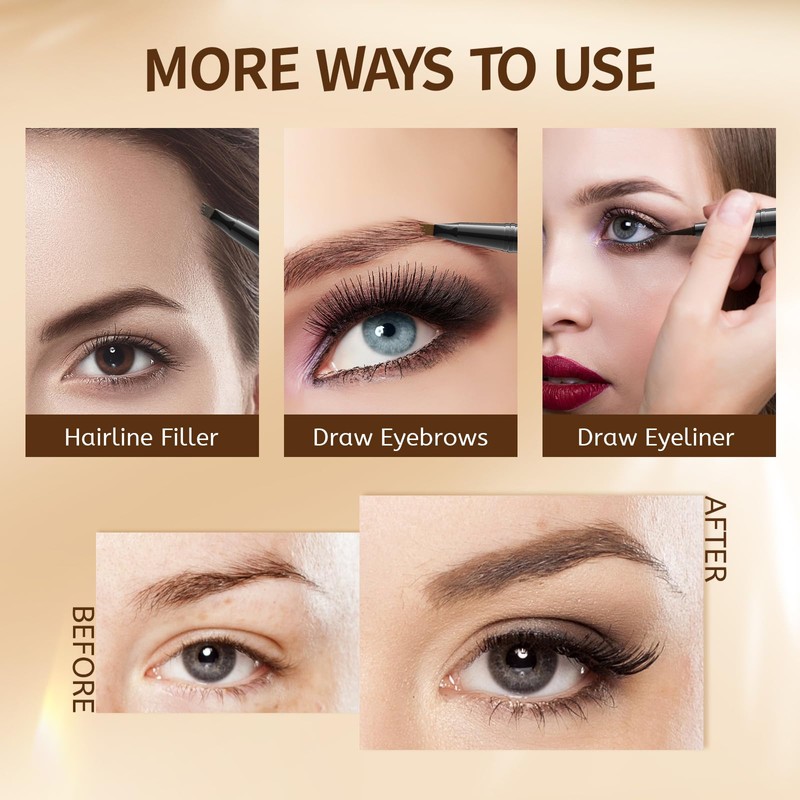Magic Eyebrow Pencil, Microblading Eyebrow Pen, 2-in-1 Waterproof Eyebrow Pencil