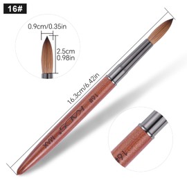 KADS Upgrade Acrylic Nail Brush Pure Kolinsky Hair Acrylic Round Shaped Supermarket Standard (16#)