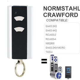433 MHz Garage Door Opener Remote Control Compatible with Standard Steel Entrematic RCU 433-2, RCU 433-4, EA433 2KM, EA433 2KS, T433-4 Crawford 433.92 Rolling Code Garage Door Hand Transmitter 1 Piece