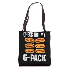 Check Out My 6-Pack Hot Dogs Funny Hot Dog Tote Bag