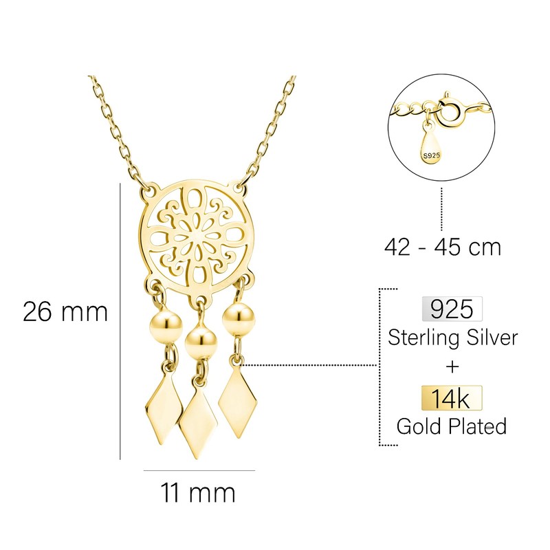 Sofia Milani - Women's Necklace 925 Silver Dream Catcher Pendant,