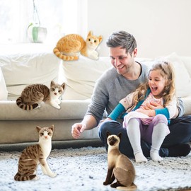 Uposao Simulation Cat, 30 cm Realistic Plush Toy Cat Soft Plush Doll Animal Figures Animal Ornament Office Beautiful Toy Pet Birthday Gift for Children, Women Table Decoration