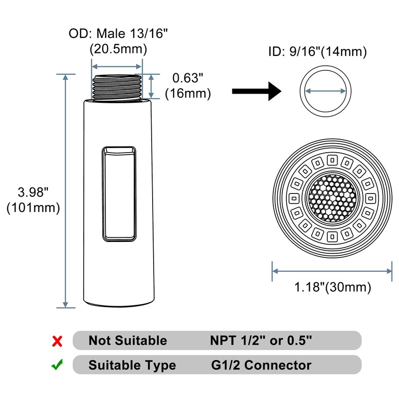 Tohlar Pull Down Kitchen Faucet Sprayer Head Replacement Part, 2