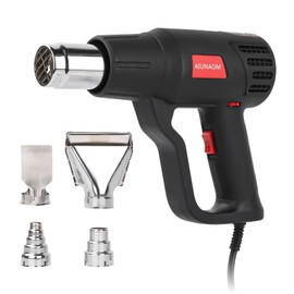 Professional 2000W Heat Gun, AIUNAOM Fast Heating 50℃- 650℃ Hot Air Gun Dual Temp Settings for Paint Removing Heat Shrink Wrapping (Black)