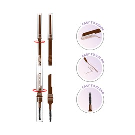 Music Flower Eyebrow Pencil,Portable 3 in 1 Eyebrow Shaping Enhancing Kit with Brow Trimmer & Brow Brush + Replaceable Brow Refills (Light Brown)