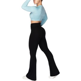Sunzel Sunzel Flare Leggings, Crossover Yoga Pants for Women with Tummy Control, High-Waisted and Wide Leg Black