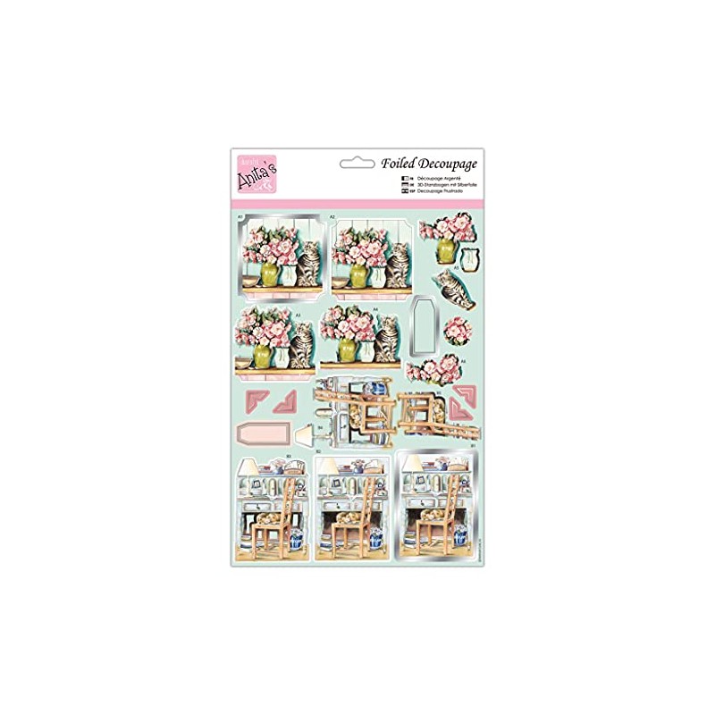 Anita's A4 Cosy Cats Decoupage Sheet, Accessories Supplies For Craft,