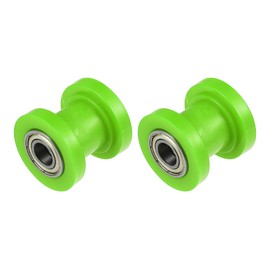 X AUTOHAUX 2 Pcs 10mm Drive Chain Pulley Chain Adjustment Tensioner Rubber Wheel Guide for Street Bike Motorcycle ATVs Green