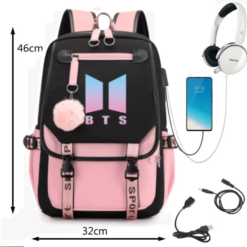 19 Piezas Bts Mochilas Kit Con Postal /llavero/sombrero, Etc