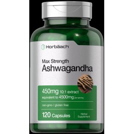 Horbäach Ashwagandha Capsules | Max Strength | 120 Count | Gluten Free | by Horbaach